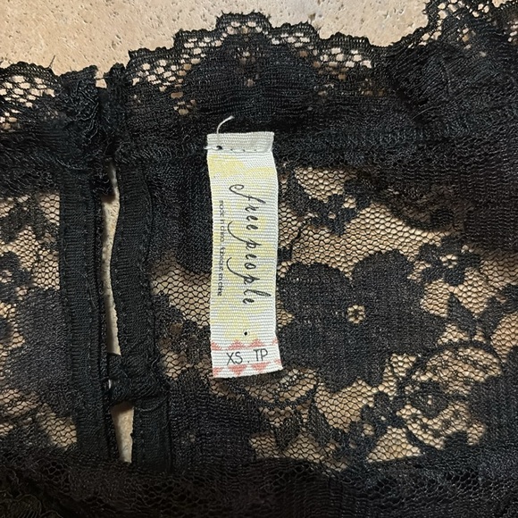 FREE PEOPLE black lace bodycon dress with dramatic bell sleeves and sheer panels - Picture 7 of 10